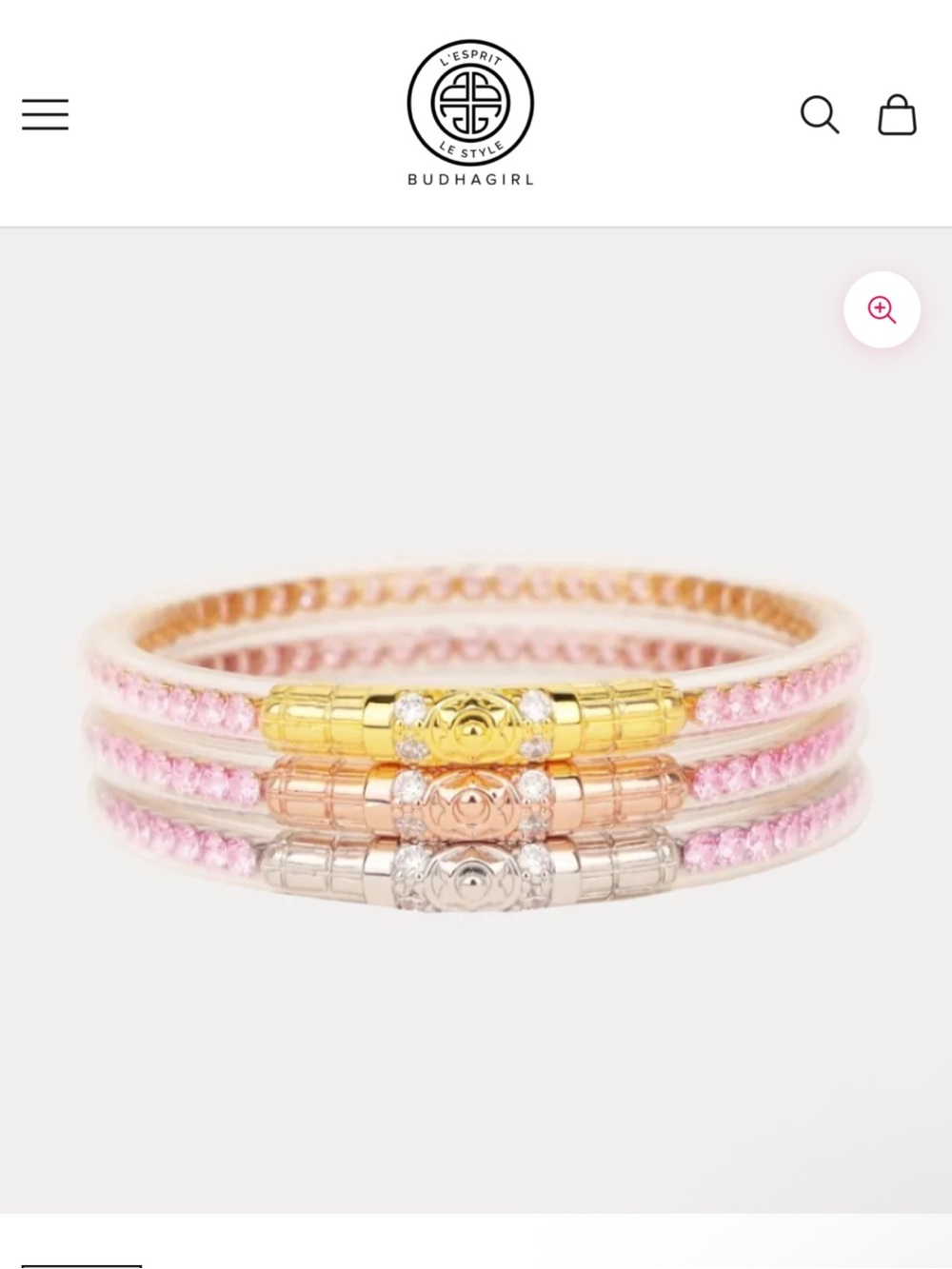 ✨New In Box BuDhaGirl Petal Pink Three Queens All Weather Bangles Set Small✨ - Picture 4 of 15